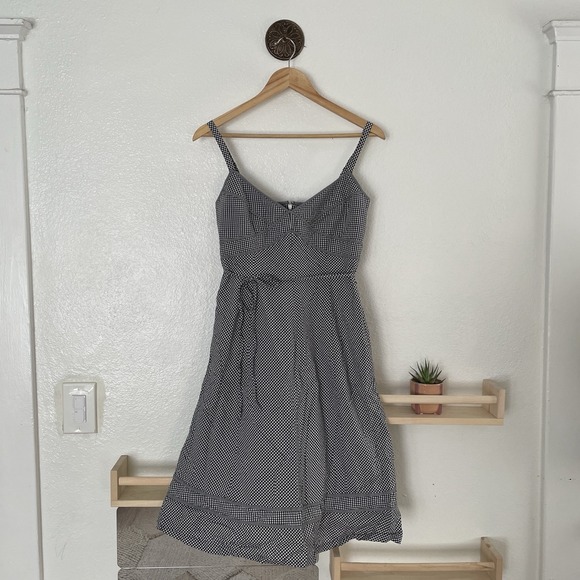 Talbots Dresses & Skirts - Talbots 6P Black Gingham Midi Fit And Flare Sweetheart Neckline With Straps